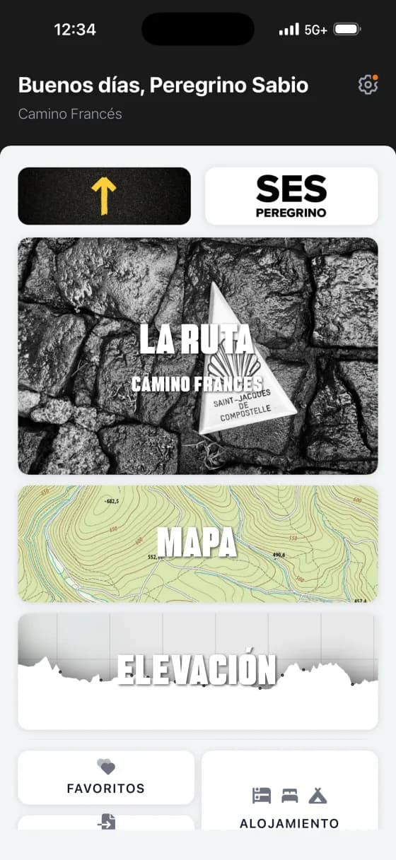 Wise Pilgrim Camino app dashboard