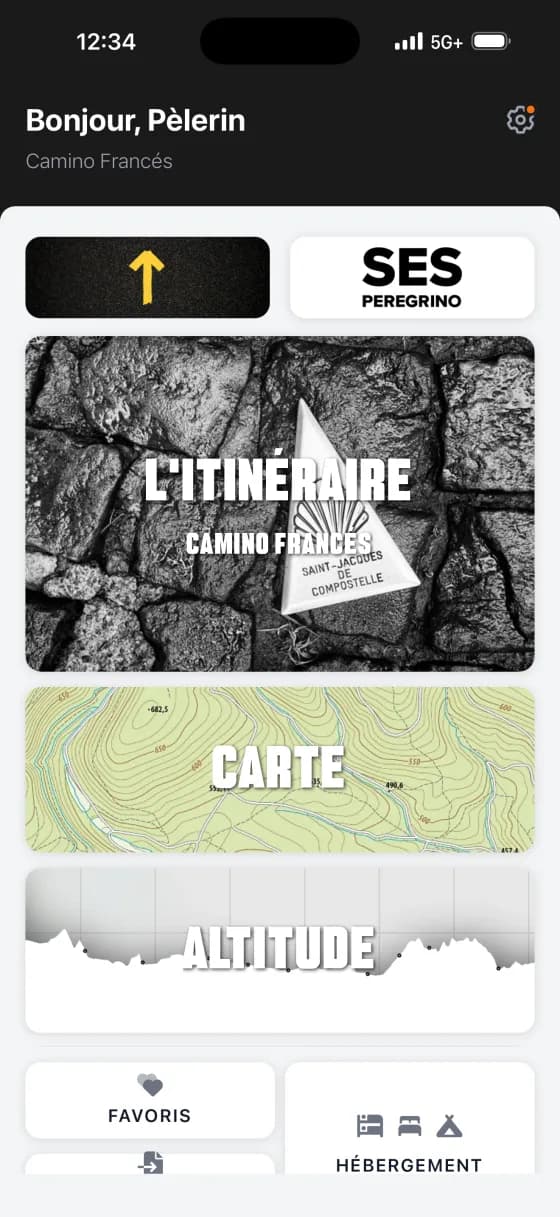 Wise Pilgrim Camino app dashboard