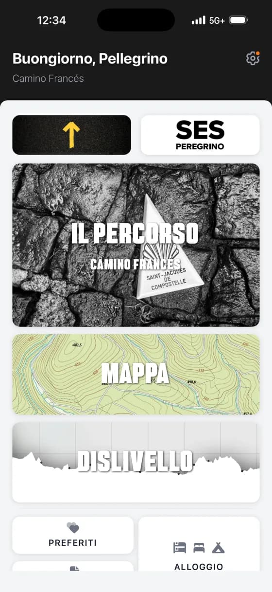 Wise Pilgrim Camino app dashboard