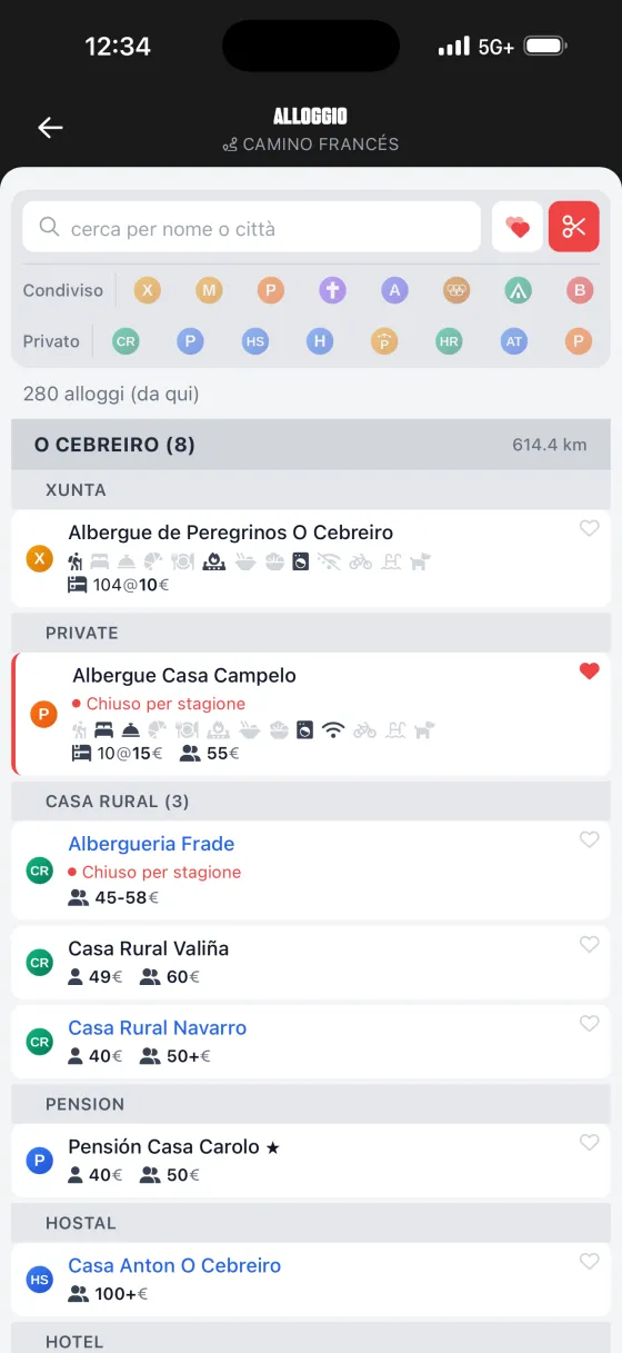 L'elenco completo degli alloggi + assistente alle prenotazioni